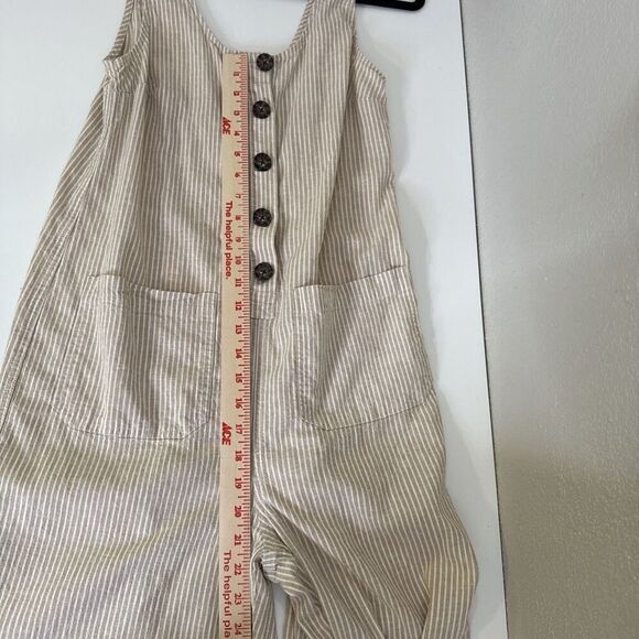 Marine Layer size S Hemp Tencel Blend Romper Pants Tan White Striped Womens - Picture 5 of 13